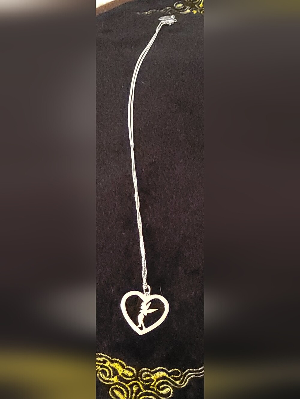 Disney 2007 925 Sterling Silver Necklace With Tinkerbell Silhouette